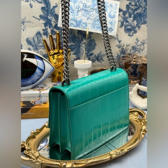 🆕 KURT GEIGER LONDON 🧿 NWOT Shoreditch Small Leather Crossbody Bag, Aqua Green - Picture 6 of 16